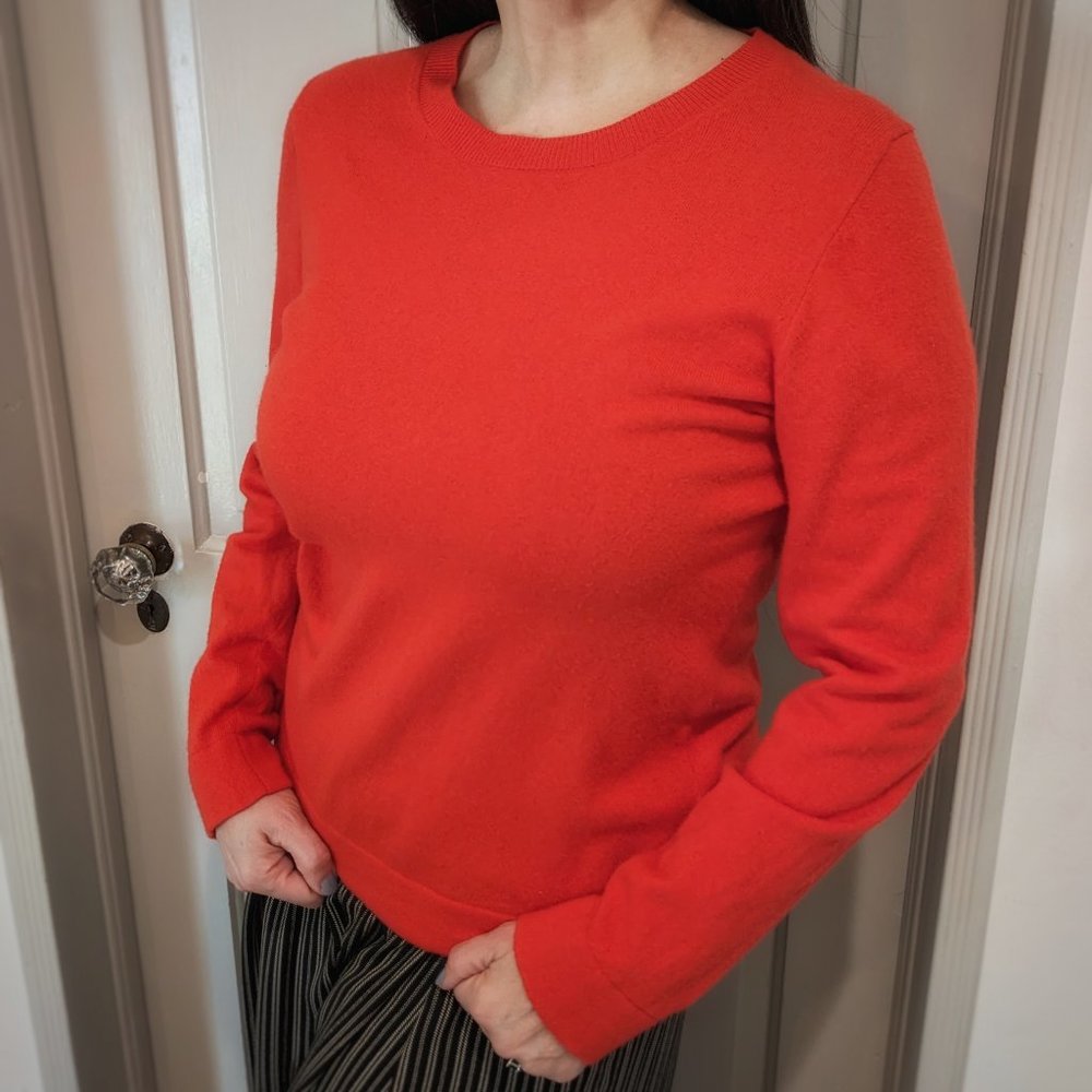 J. Crew Red Wool & Cotton Blend Crew Neck Sweater, Size M